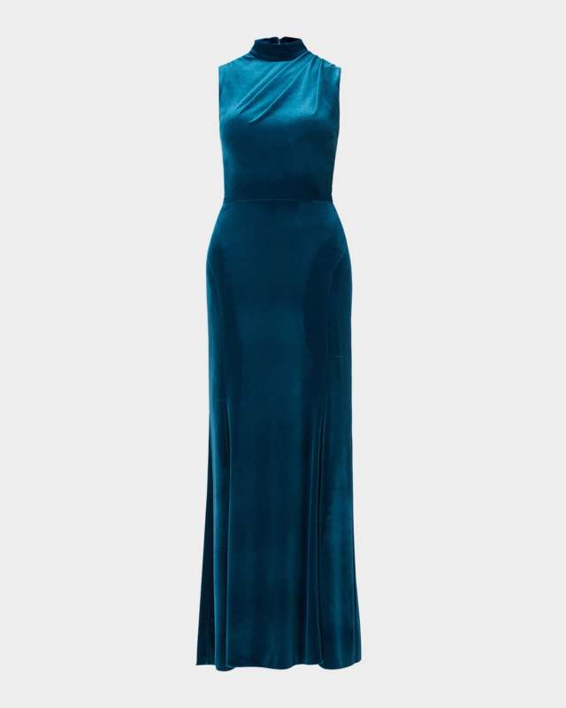 Lorelei Sleeveless Mock-Neck Velvet Gown